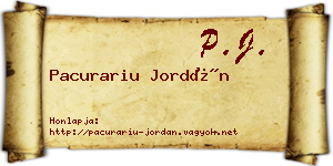 Pacurariu Jordán névjegykártya